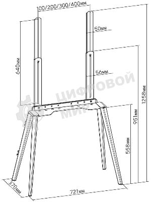 Подставка для телевизора Cactus CS-ST3644BKWN черный/орех, 43