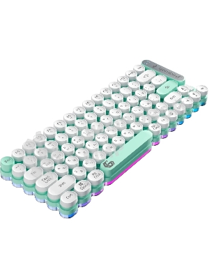 Клавиатура беспроводная Gembird KBW-9, 80кл, подсветка 6 цв, BT 5.1/радио/USB, белая