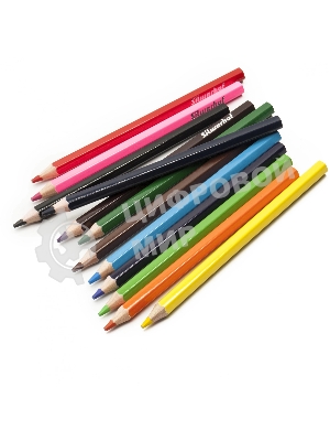 Карандаши цветные Silwerhof Create Jumbo 6мм, шестигранный профиль, дерево, ассорти, 12 цветов, коробка с европодвесом