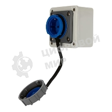 Розетка настенная Rexant влагозащищенная с крышкой 16 А, 2Р+РЕ, IP68