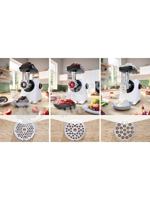 Мясорубка электрическая Bosch MFWS609W белый/черный, 2100 Вт, 3.5 кг/мин, реверс, насадки - 4