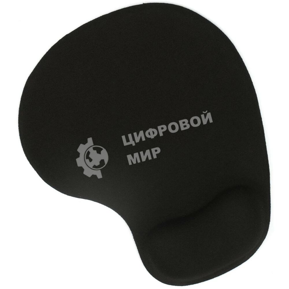 Коврик для мыши с подушкой под запястье Gembird MP-WR-BLACK, черный, 225х195х5мм, ткань/резина, блистер