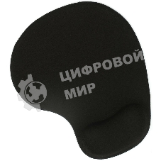 Коврик для мыши с подушкой под запястье Gembird MP-WR-BLACK, черный, 225х195х5мм, ткань/резина, блистер