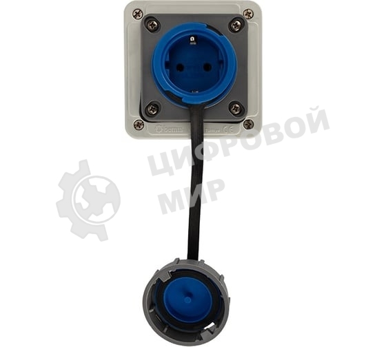 Розетка настенная Rexant влагозащищенная с крышкой 16 А, 2Р+РЕ, IP68