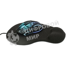 Коврик для мыши с подушкой под запястье Gembird MP-WR-BLACK, черный, 225х195х5мм, ткань/резина, блистер