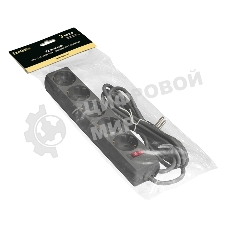 Удлинитель ExeGate EC-5-3B (EX279357RUS), черный, 3 м, 	евровилка с заземлением, 5 евророзеток с заземлением, 2200 Вт