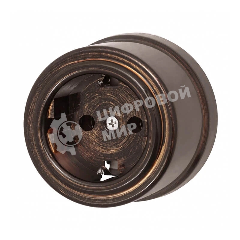 Розетка Bironi B1-101-25 1-м ОП Лизетта 16А IP20 ретро с заземлением ABS-пластик бронза