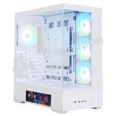 Компьютерный корпус ZALMAN P40 DS, ATX, белый, WINDOW, 9.1-inch LCD screen, 2xCombo(2.5” or 3.5”), 1x2.5”, 1xUSB TYPE-C, 2xUSB 3.0, SIDE 3x120мм ARGb, REAR 1x120мм ARGb