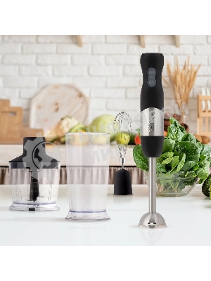 Блендер Vitek VT-3411 ST (стальной, 800 Вт, 6 скоростей, измельчитель 500 мл, стакан 600 мл, управление механическое)