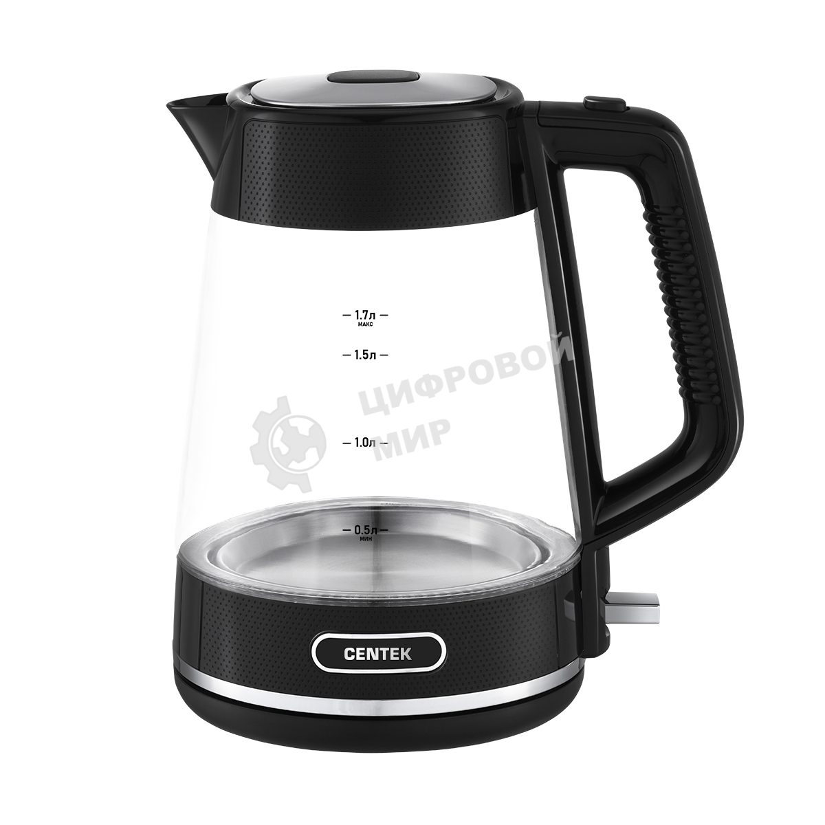 Чайник электрический Centek CT-1014 черный стекло 1.7 л, 2200 Вт, LED, Защита от перегрева, STRIX контроллер