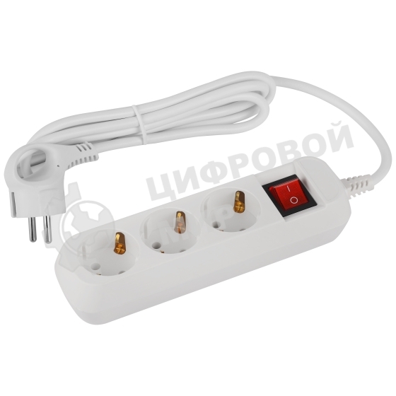 Удлинитель электрический ЭРА UDL-16-315-ES Greenline 3 розетки с заземлением с выключателем 1,5м ПВС 3x1мм2