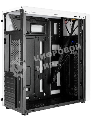 Компьютерный корпус Ginzzu A390 белый Window RGb подсветка 1хUSB 3.0, 2хUSB 2.0, AU