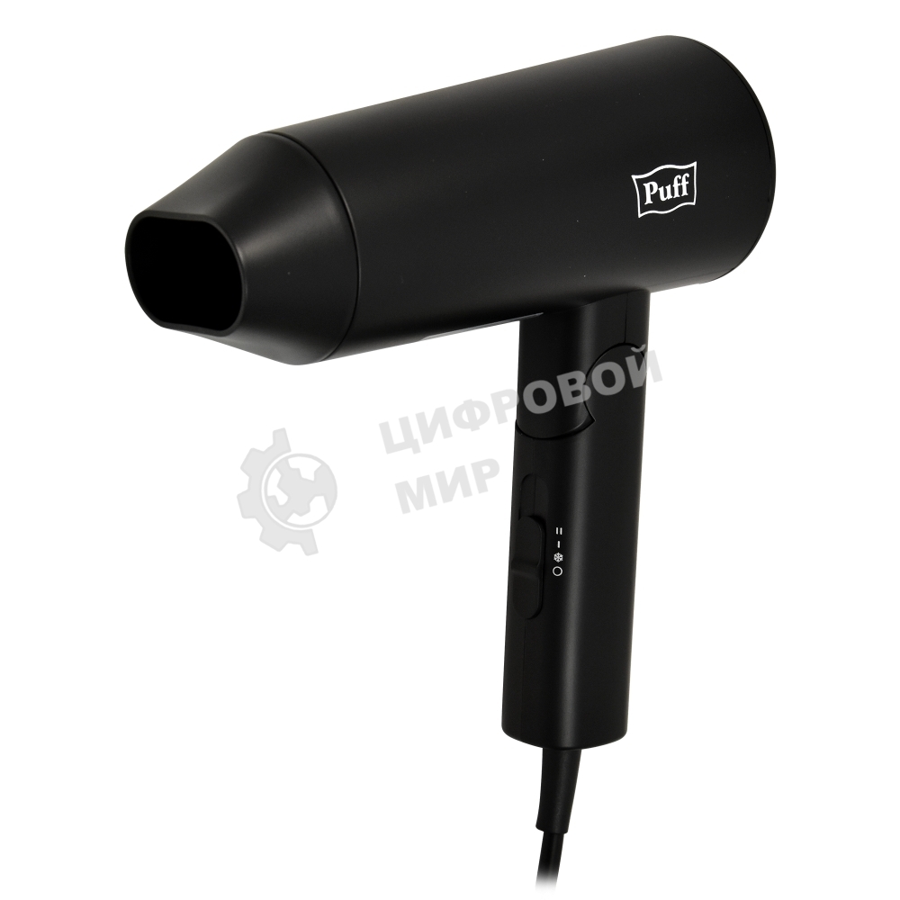 Фен Puff 1301Bl черный, 1300 Вт, компактный