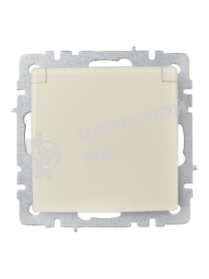 Розетка 1-местная IEK BRITE РСбш10-3-БрКр (BR-R16-16-K10) с заземлением, с защитными шторками и крышкой, 16А, IP20, бежевый