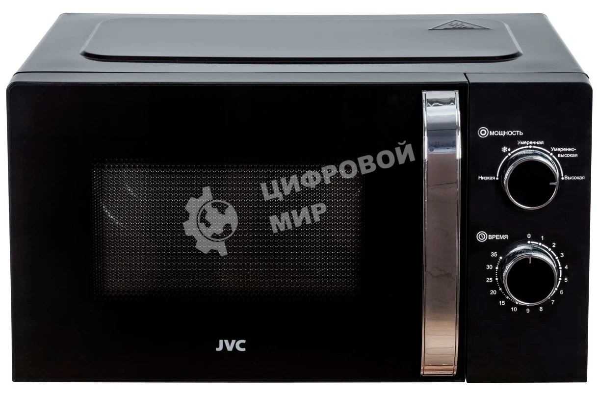Микроволновая печь JVC JK-MW146M черный/серебристый, 20 л, 700 Вт, переключатели - поворотный механизм