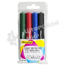 Набор маркеров перманентных Silwerhof Prime, скошенный пишущий наконечник, 2-5мм, 4 цвета, пакет с европодвесом