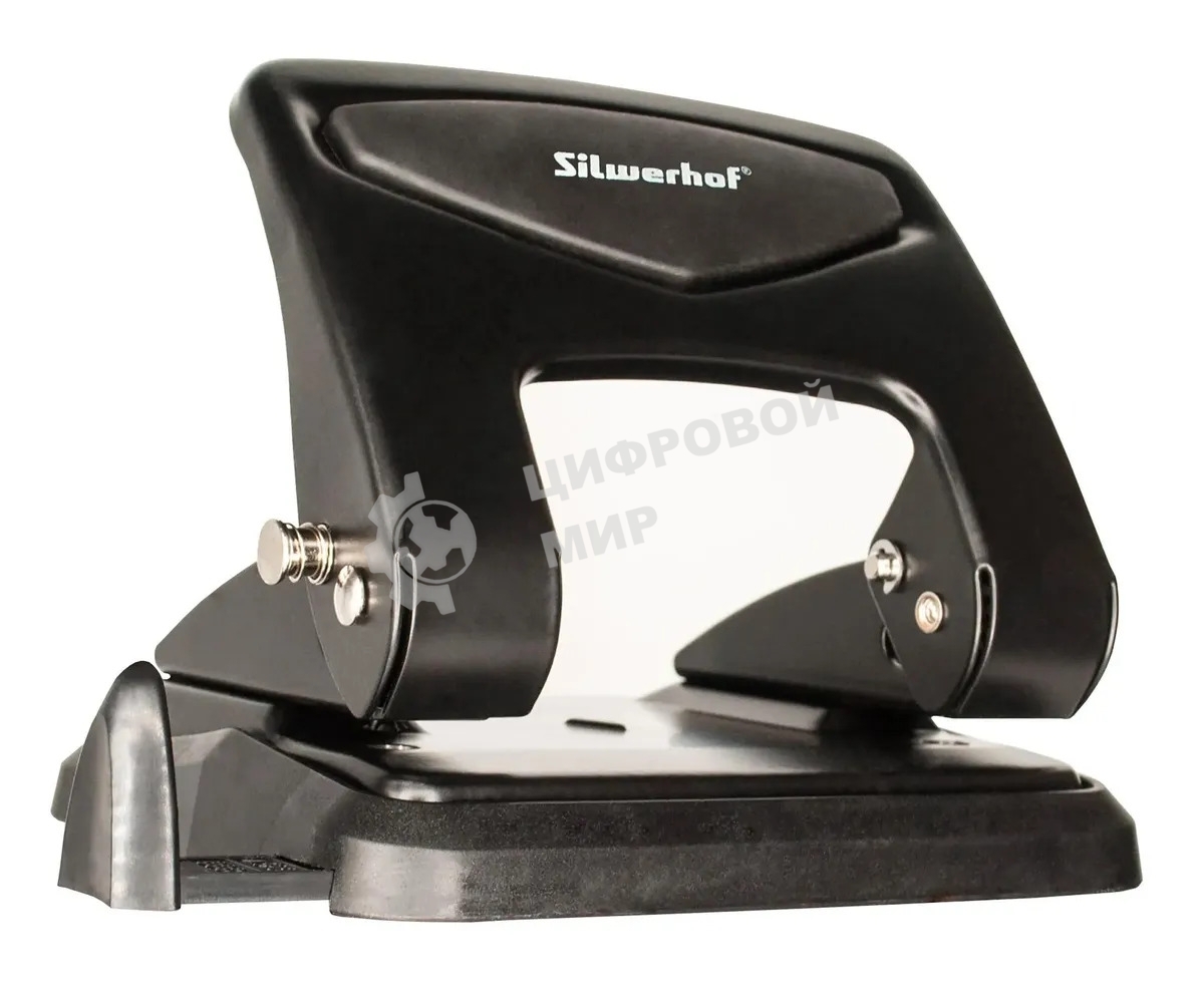 Дырокол Silwerhof VIS, до 35 листов, металл черный, отверстий: 2, с линейкой