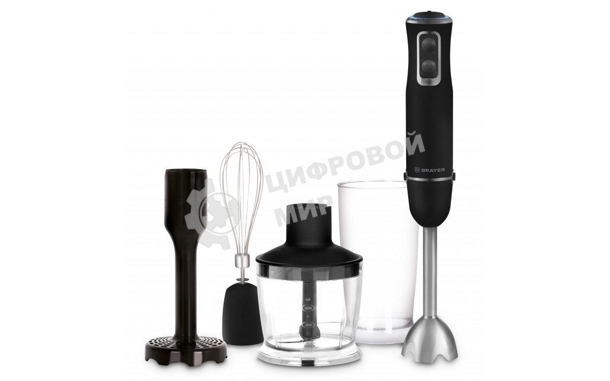 Блендер погружной BRAYER BR1247 1000 Вт, 5 скорост, турбореж, изм 500 мл, стак 600 мл, венчик