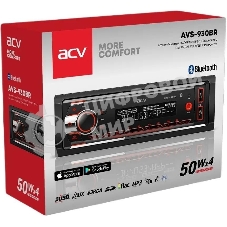 Автомагнитола ACV AVS-930BR, 1 DIN, Bluetooth, USB Type-A, AUX, пульт ДУ