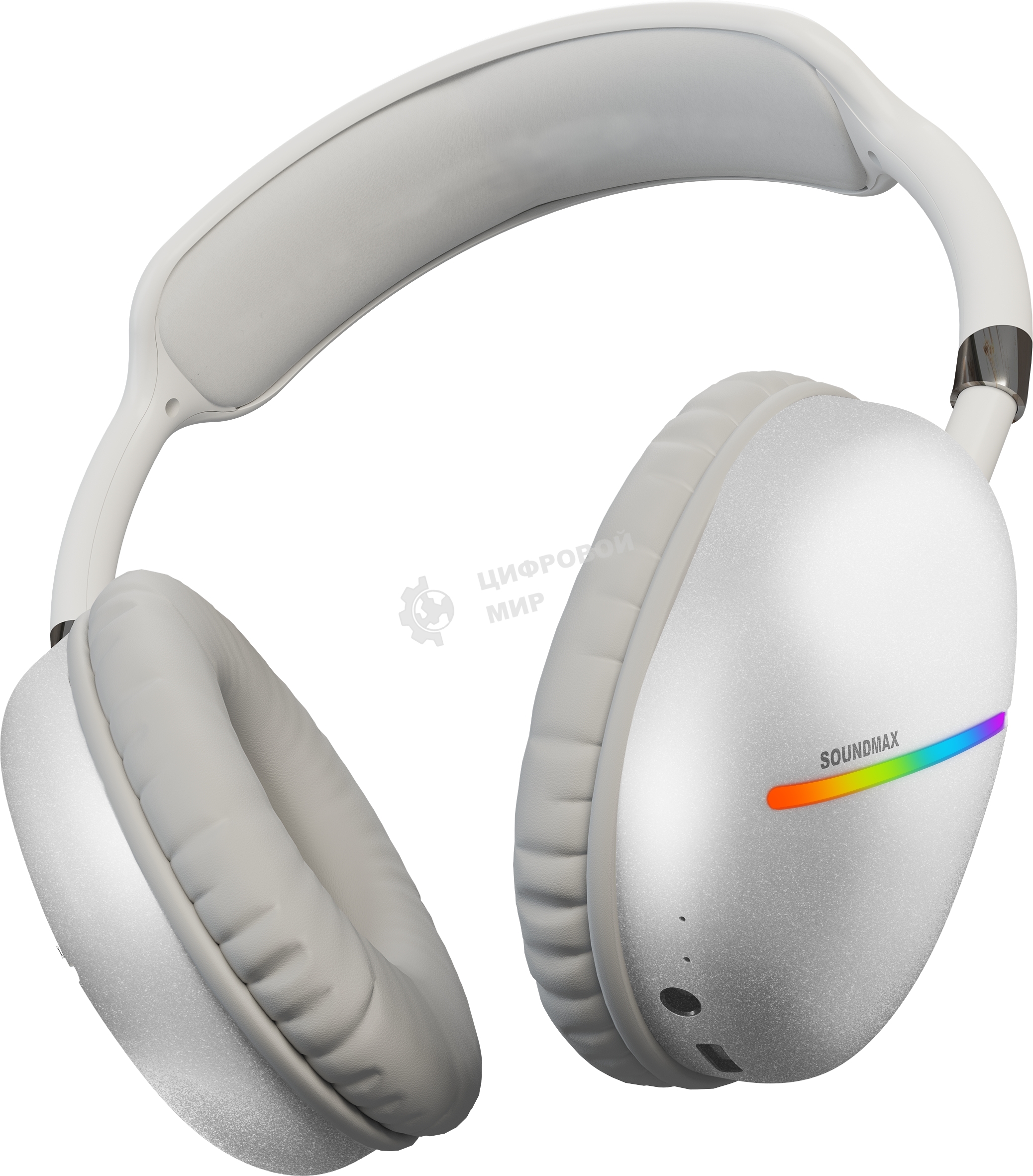 Беспроводные/проводные наушники Soundmax SM-HP2200B белый, накладные, Bluetooth + проводной, до 6 ч