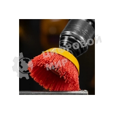 Щетка для дрели Denzel 75 мм, чашка, со шпилькой, нейлоновая щетина