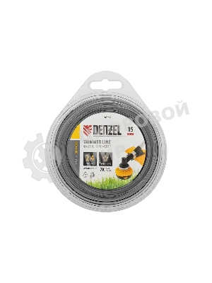 Леска для триммера Denzel двухкомпонентная звезда, 2,4мм х 15м, блистер EXTRA CORD
