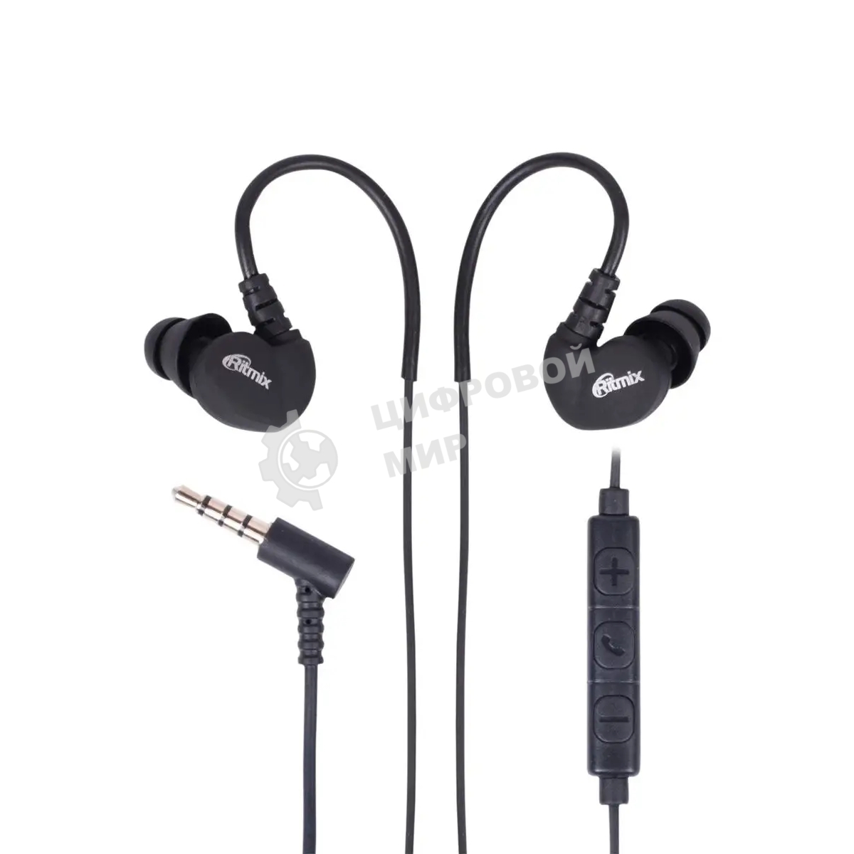 Проводные наушники Ritmix RH-199M черный, накладные, Jack 3.5 мм, регулировка громкости