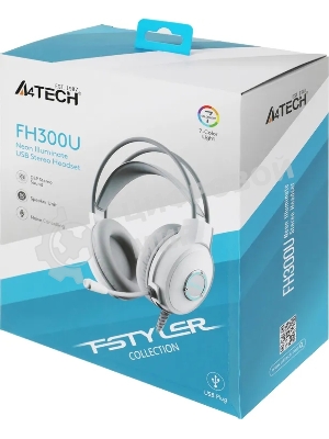 Гарнитура A4Tech Fstyler FH300U белый, проводная, подсветка