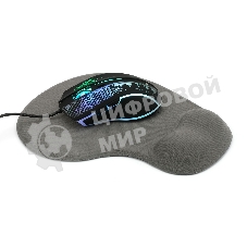 Коврик для мыши с подушкой под запястье Gembird MP-WR-GRAY, серый, 225х195х5мм, ткань/резина, блистер