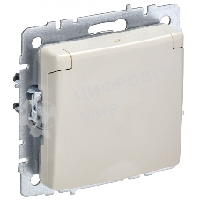 Розетка 1-местная IEK BRITE РСбш10-3-БрКр (BR-R16-16-K10) с заземлением, с защитными шторками и крышкой, 16А, IP20, бежевый