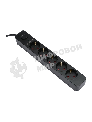 Сетевой фильтр Гарнизон 2.0 EPS-5-B-5, 5 р, 10А, 5 м, ур.защиты 2+, черный, пакет