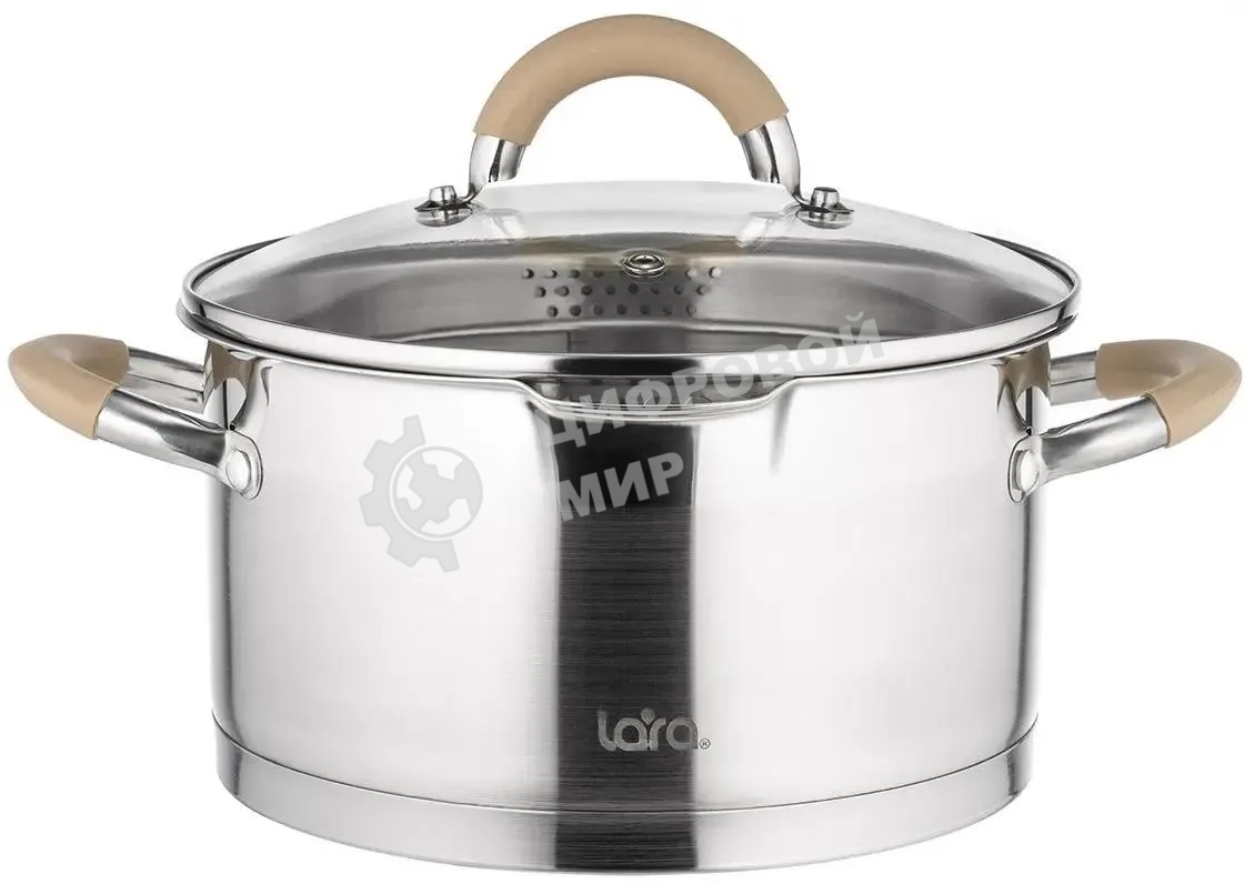 Кастрюля LARA LR02-340 Берлин 1,7 л 16x9 см нержавеющая сталь, с крышкой