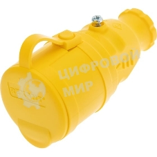 Розетка переносная влагозащищенная Rexant с крышкой, с/з, 16 А, IP44, каучук, желтый