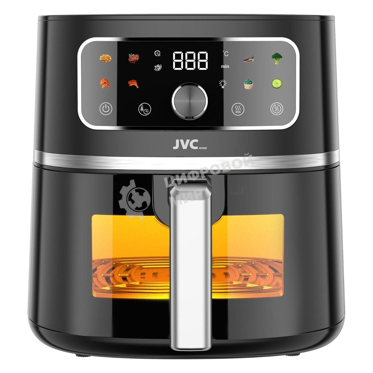 Аэрогриль JVC JK-MB058 черный, 1750 Вт, 7 л, механическое управление, 8 программ