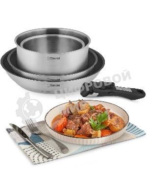 Набор Rondell RDS-1315, 5 предм: Кастрюли б/кр 16 см (1,4 л), 20 см (2,8 л), сковороды б/кр 26x5 см, 28x5 см, съемная