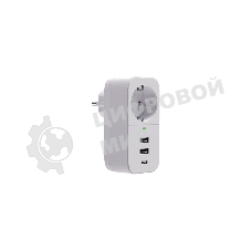 Сетевой фильтр Гарнизон SKT-1-CU2-W 2.0 Мультипорт однорозеточный, 1 р, 16А, 1xType-C, 2 х USB, ур.защиты 2+, белый (21440)