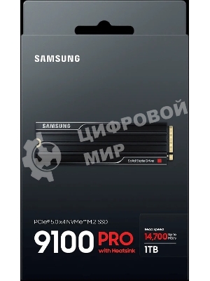 Накопитель SSD 1Tb Samsung 9100 PRO, M.2, PCI-E 5.0 x4, TLC 3D NAND R/W - 14800/13400 Mb/s с радиатором