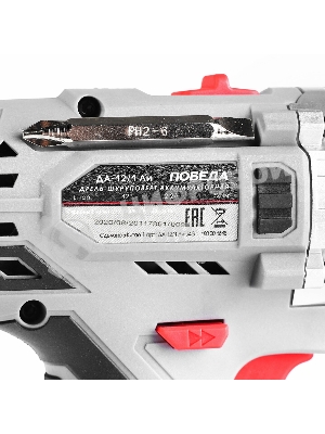 Дрель-шуруповерт Победа ДА-12/1Ли, 12В, 2,2 Ач, 3 Нм, щеточный