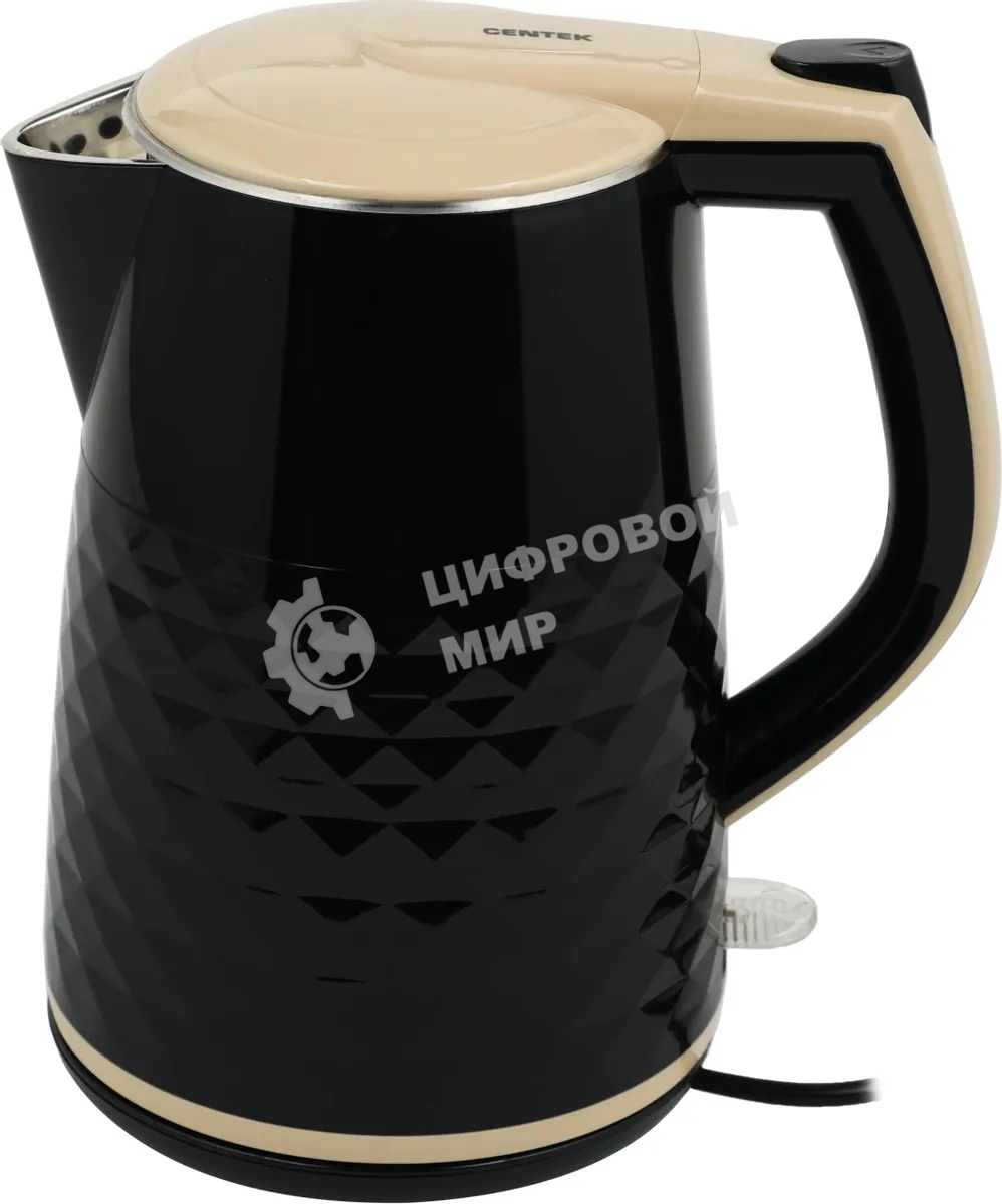 Чайник электрический Centek CT-0025 черный металл 1.8л, 1800W, двойные стенки, кнопка вкл. на ручке