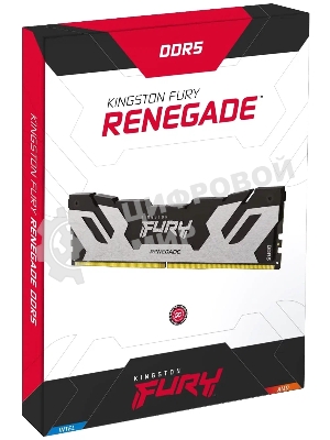 Оперативная память Kingston Fury Renegade, DDR5, 32GB (2x16GB), 6400MHz, CL32, DIMM, с радиатором, серебристый/черный