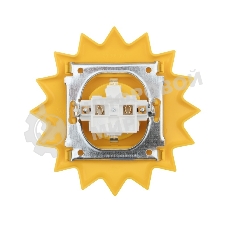 Розетка одноместная Kranz HAPPY Солнце скрытой установки с заземлением и защитными шторками, желтая