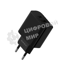 Сетевое зарядное устройство Maxvi CHL-602PD 30W, 6A, QC 3.0, 1xUSB-A, 1xUSB-C, черный