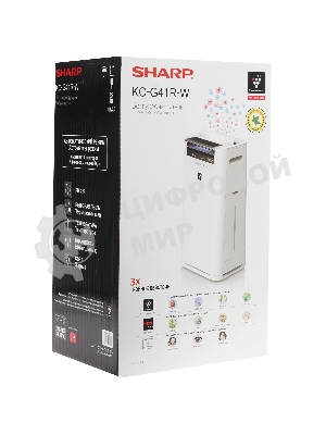 Климатический комплекс Sharp KC-G41RW белый, 28 м², 2.5 л, HEPA-фильтр, ионизация Plasmacluster, гигростат