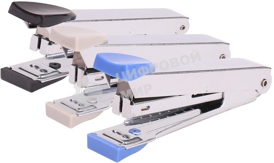 Степлер Deli E0224 Start N10 (15 листов) встроенный антистеплер, ассорти, 50 скоб, коробка