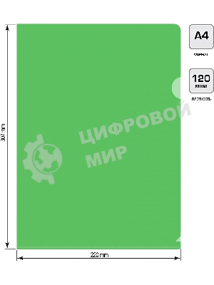 Папка-уголок Silwerhof Eco тисненый A4 пластик 0.12мм зеленый