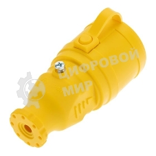 Розетка переносная влагозащищенная Rexant с крышкой, с/з, 16 А, IP44, каучук, желтый