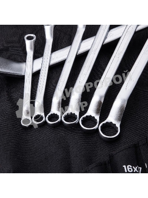 Набор накидных изогнутых гаечных ключей 12 шт Deli DL150012A Спецификация: 6x7, 8x9, 10x11, 12x13, 14x15, 16x17, 18x19, 20x22, 21х23, 24х27, 25х28, 30х32. Матовая хромированная поверхность. Чехол из ткани Oxford.