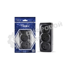 Розетка 3-м TOKOV ELECTRIC ОП Frea 16А IP20 250В без заземл. АБС-пластик, карбон