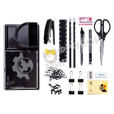 Настольный набор Deli E38254 (16 предметов) пластик, черный