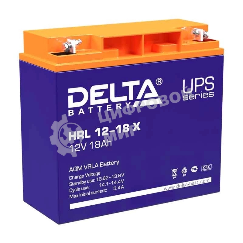Батарея Delta HRL 12-18 X (17.8 А\ч, 12В) свинцово- кислотный аккумулятор